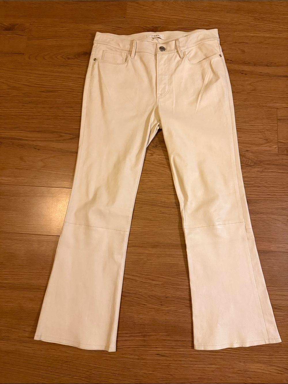 Frame Denim Cream Leather Jeans